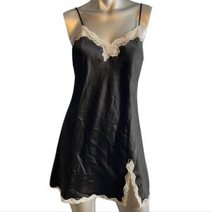 Victoria's Secret Black and White Chemise with Lace Trim